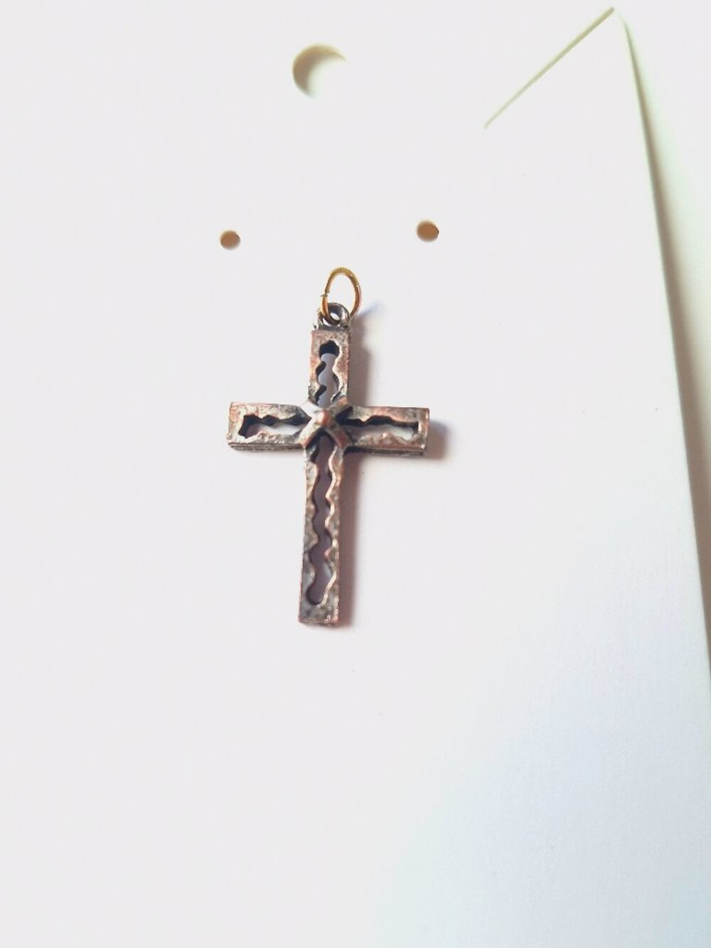 Vintage Brutalist Cutout Latin Cross Pendant – Rustic Distressed Gothic Design
